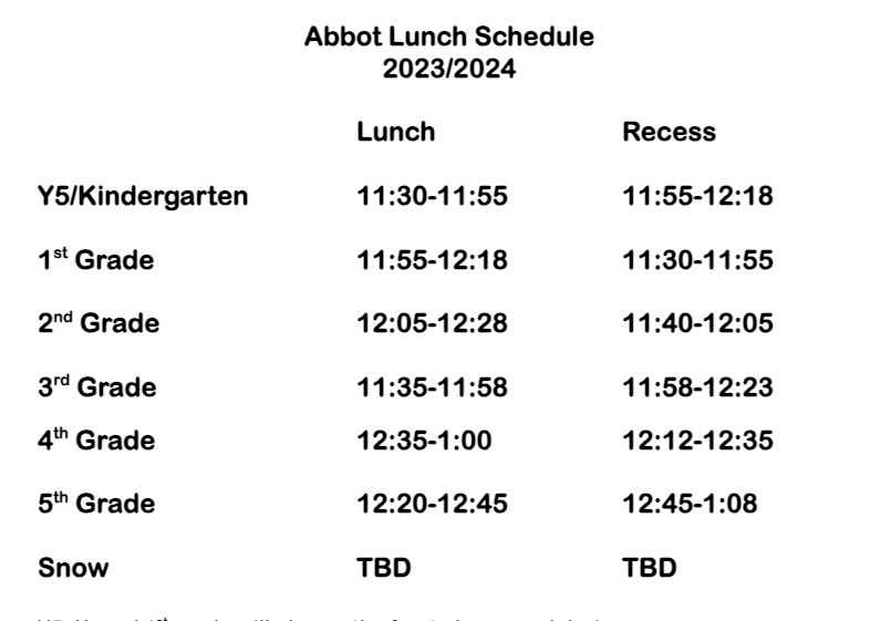 Lunch Schedule